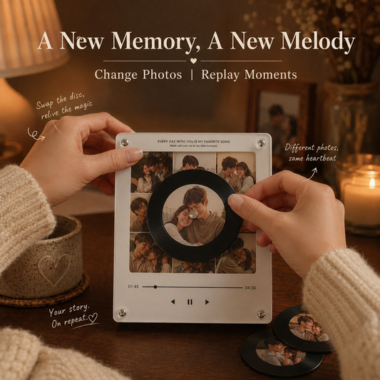 Vinyl Record Music Fridge Magnet — Custom Photo and Song (Couples)