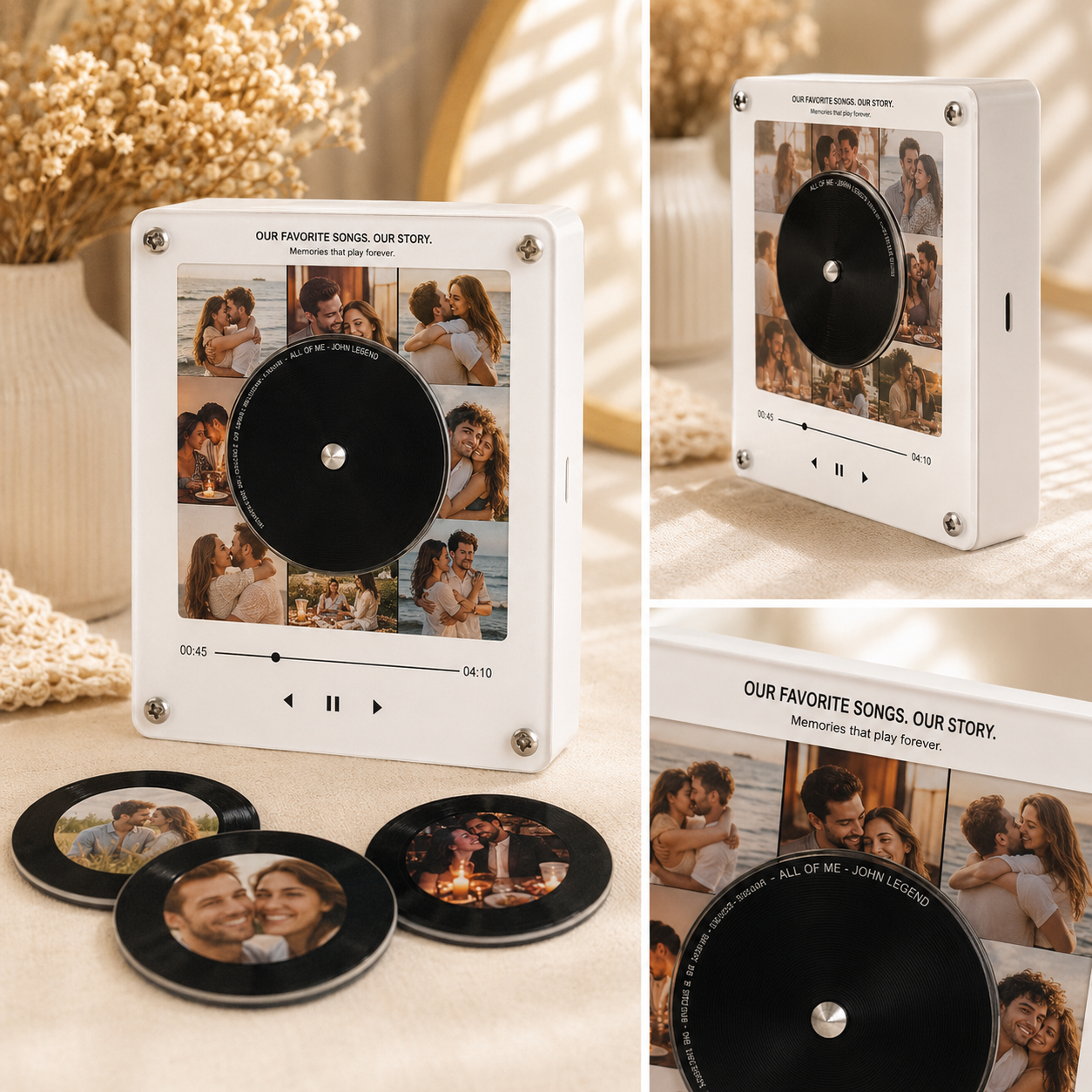 Vinyl Record Music Fridge Magnet — Custom Photo and Song (Couples)