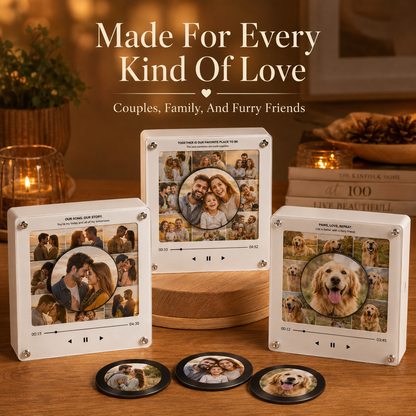 Vinyl Record Music Fridge Magnet — Custom Photo and Song (Couples)