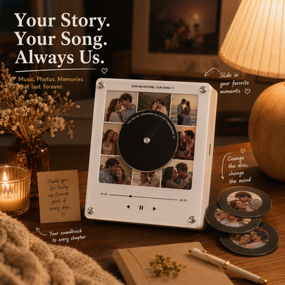 Vinyl Record Music Fridge Magnet — Custom Photo and Song (Couples)