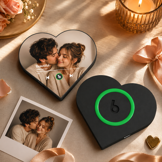 Custom Heart-Shaped Music Photo Fridge Magnet — Couples Gift