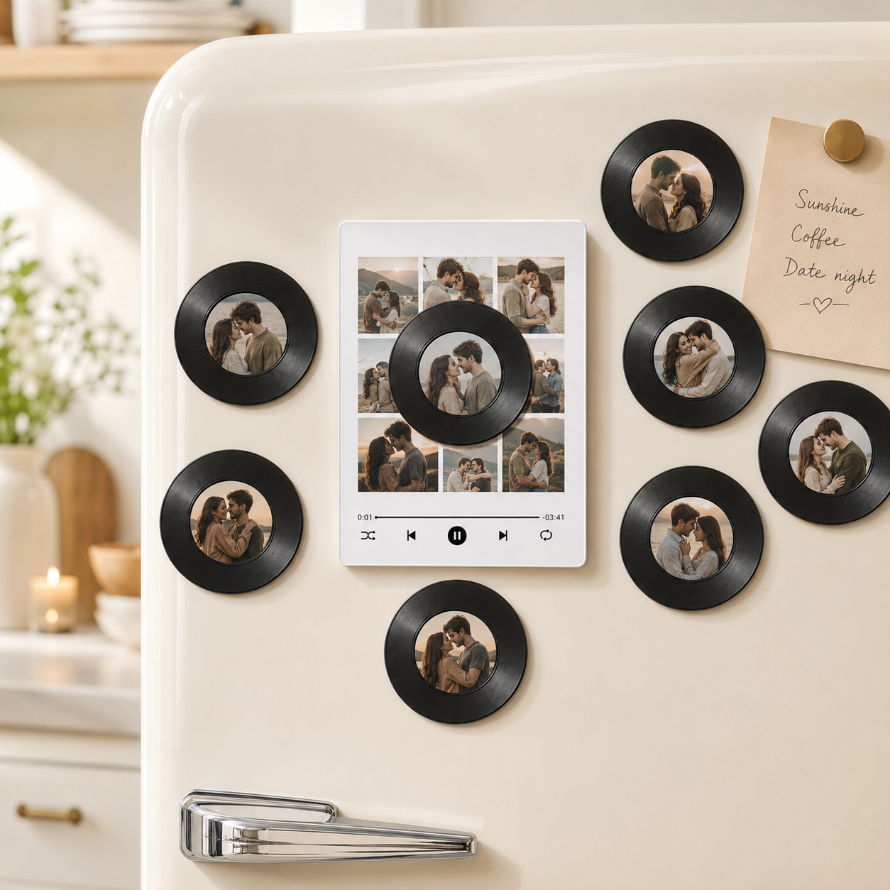 NFC Music Photo Fridge Magnet — Rotating Disc & Night Light
